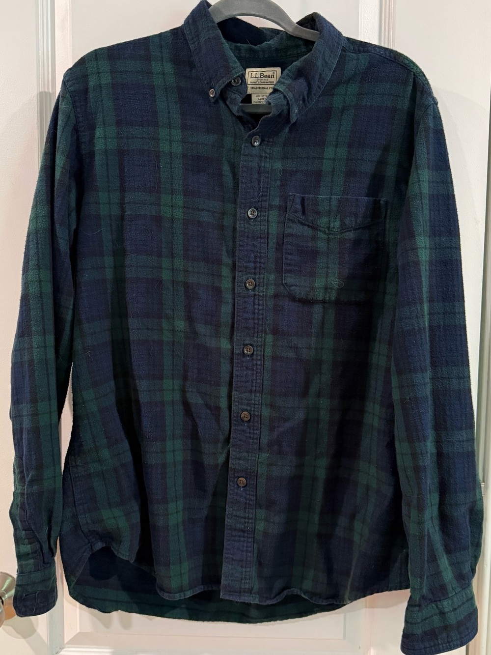 L.L. Bean Men’s Green and Blue Plaid Button-Down Shirt